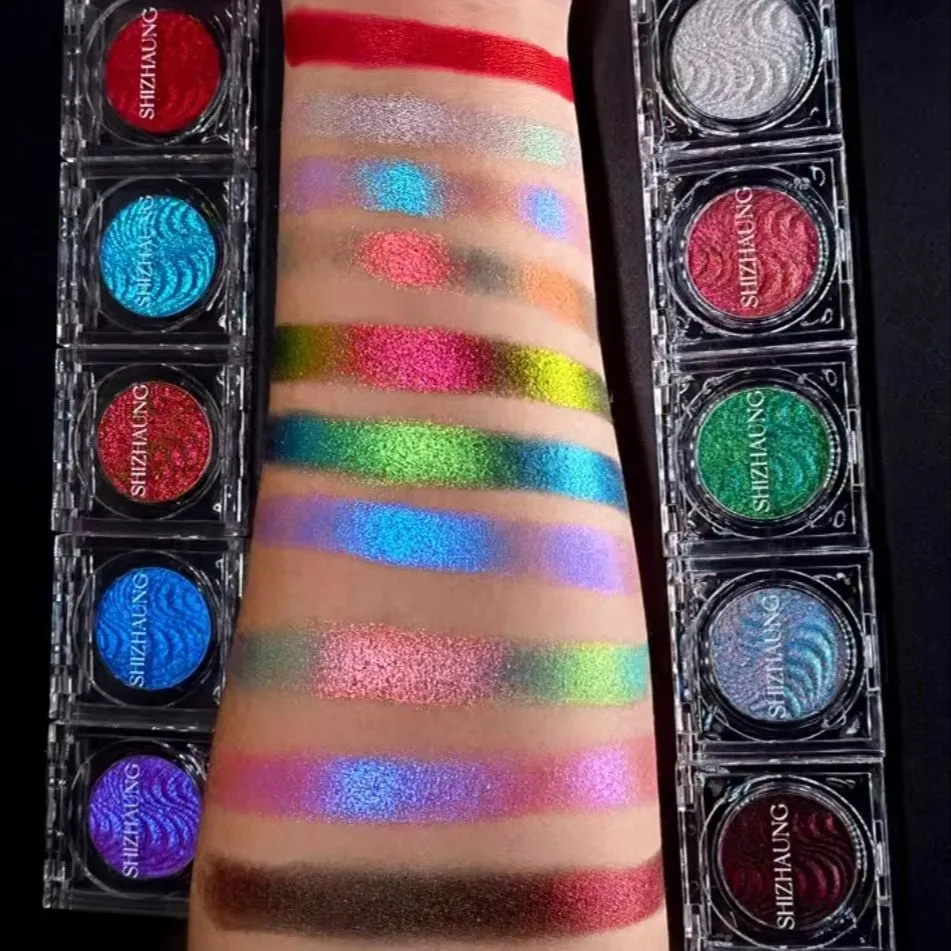 Chamäleon-Lidschatten-Puder, einfarbig, matt, schimmernd, metallischer Glitzer, Gothic, Hochglanz, hohe Farben, feines, blitzdauerndes Augen-Make-up — image 3