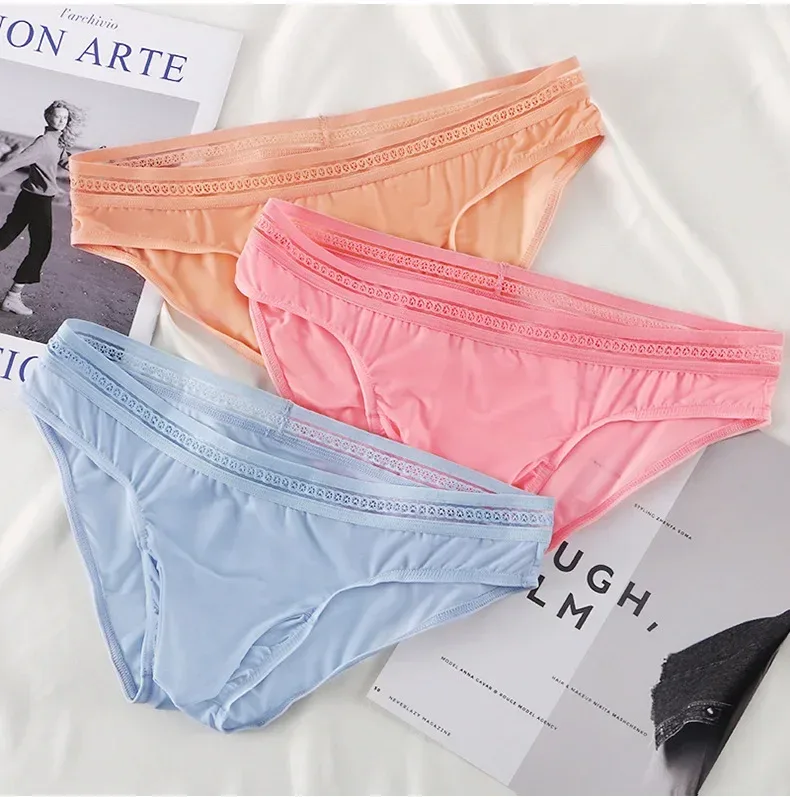 Calzoncillos de seda helada para hombre, ropa interior ultrafina de secado rápido con cintura de encaje elástica, ropa interior de Bikini transpirable sin costuras, 1/3 Uds. — image 21