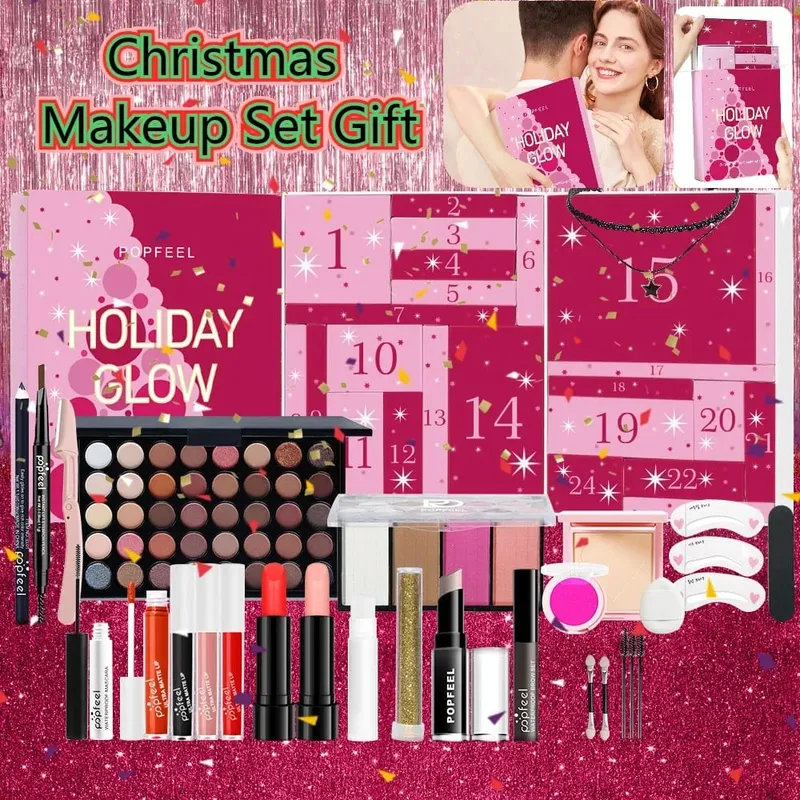 Christmas Countdown Makeup Set Lipstick Eye Shadow Cosmetics 24-Piece Holiday Beauty Advent Calendar Gift Box for Women Girls — image 1