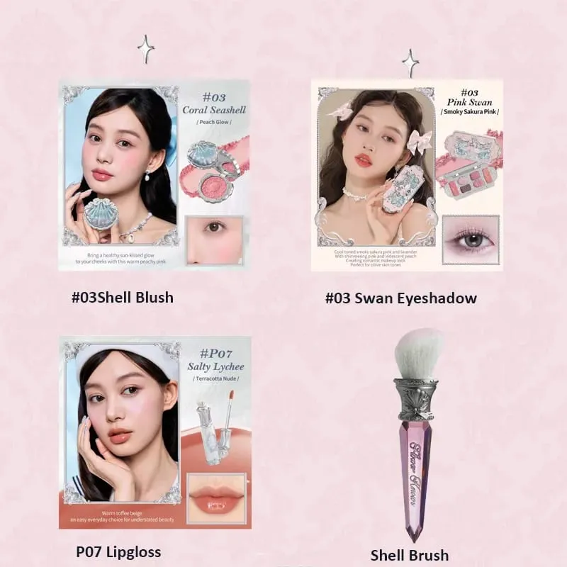 Flor sabe conjunto de maquiagem lábio lama iluminador pó blush sombra de olho maquiagem profissional presente kit para menina cosméticos conjunto completo