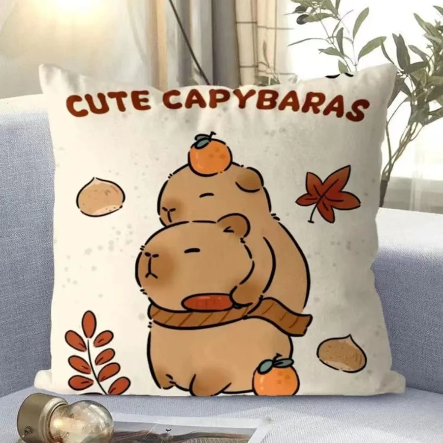 Capybara – coussin carré de dessin animé, mignon, Kawaii, taille douce, coussin de canapé, voiture, maison, chambre à coucher, décoration — image 4