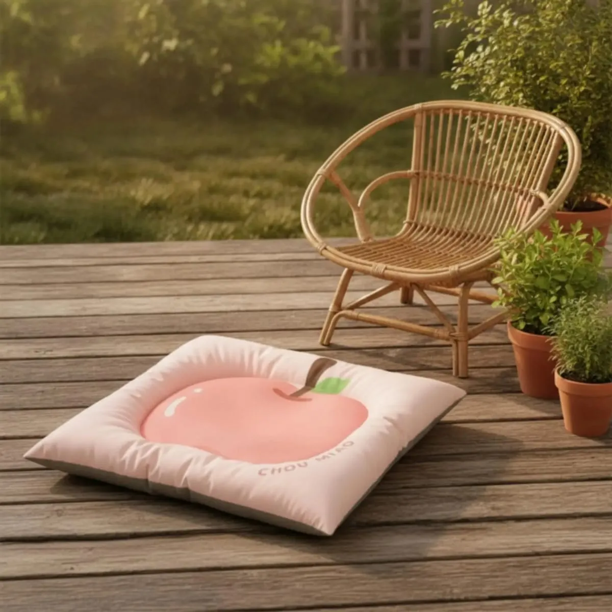 Pet Cushion Pad with Padded Border Charming Fruit Print Pet Bed Cushioned for — image 4