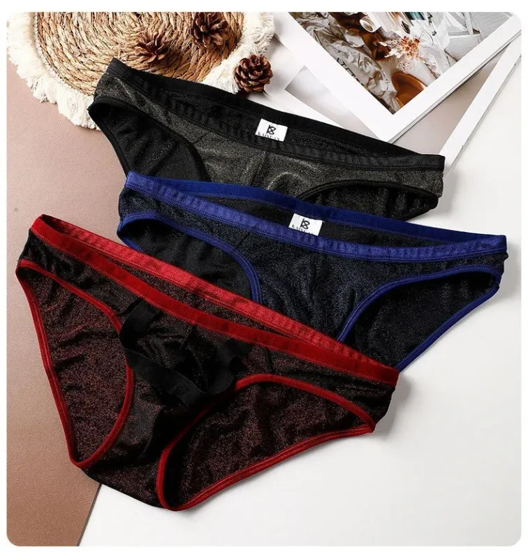Herren-Höschen aus Eisseide, dreieckig, sexy, U-förmig, dünne Slips, atmungsaktives Mesh, niedrige Taille