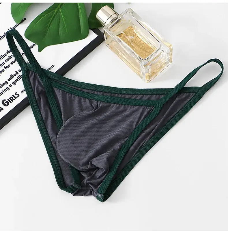 Slip taille basse en soie glacée pour hommes, slip en fil respirant, sous-vêtements — image 11