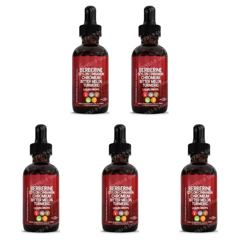 Berberina Cromo Curcuma Ginseng Gocce liquide 60ml Integratore a base di erbe biologico Supporto quotidiano per l'equilibrio del benessere per adulti — image 11