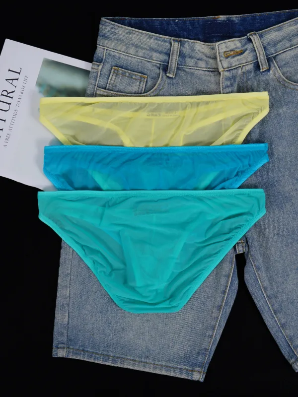 1 Stück Herren-Slip aus Eisseide, ultradünn, kühlendes Mesh, transparent, unabhängiger U-konvexer Beutel, schmale Passform, kaum sichtbare Alltagsunterwäsche — image 4
