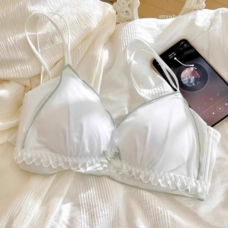 Lingerie femminile francese con coppe sottili, senza ferretto, seno piccolo, reggiseno dolce senza ferretto — image 11
