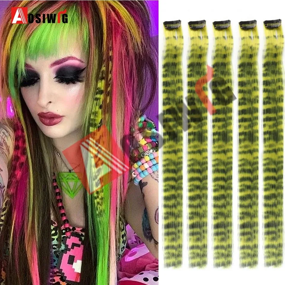 5PC สังเคราะห์ Feather Hair Extensions พร้อมคลิปทนความร้อนตรงผมสีสีดำคลิปผมสตรี 8G — image 15