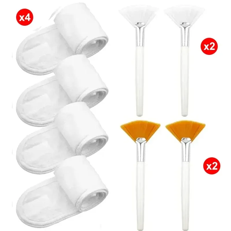 8 teile/satz Gesichts Pinsel Fan Make-Up Pinsel Weiche Tragbare Maske Brushe Spa Stirnband Dehnbare Haar Wrap Hautpflege Make-Up-Tools
