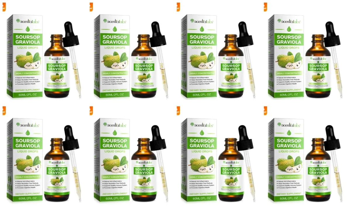 Acentiallabs Hot Sale 60ml Soursop Bitter Liquid Drops Dietary Supplements 100% Pure Organic Soursop Graviola Extract for Adlut — image 11