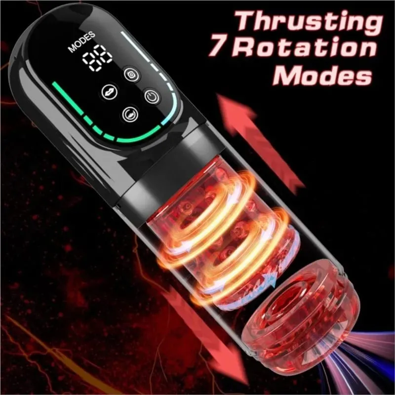 Aplikasi LED Otomatis Cangkir Masturbasi Pria 7 Mengisap Berputar Menjilati Mode Menyodorkan Mainan Seks Stroker untuk Pria Simulator Sepong — image 3