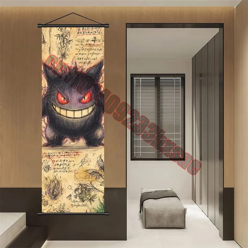 Poster Pokemon Cetakan Anime Dinding Karya Seni Gengar Gambar Lukisan Charizard Kanvas Skrol Gantung Pikachu Hiasan Bilik Rumah — image 16