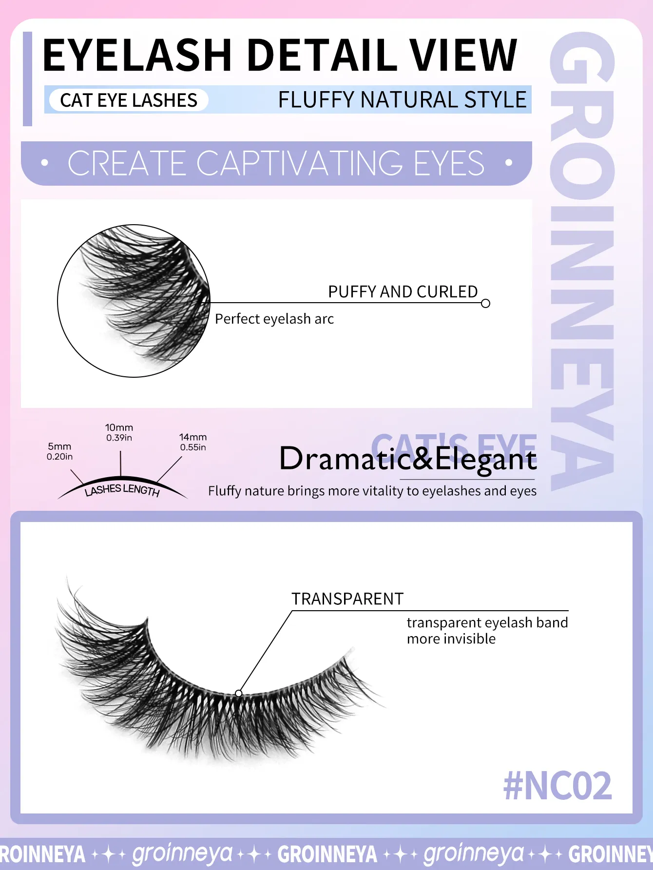 False Eyelashes Fox Eye 7 Pairs Pack Natural Look Fluffy Wispy Cat Eye Lashes Soft Faux Mink Lashes Makeup — image 6