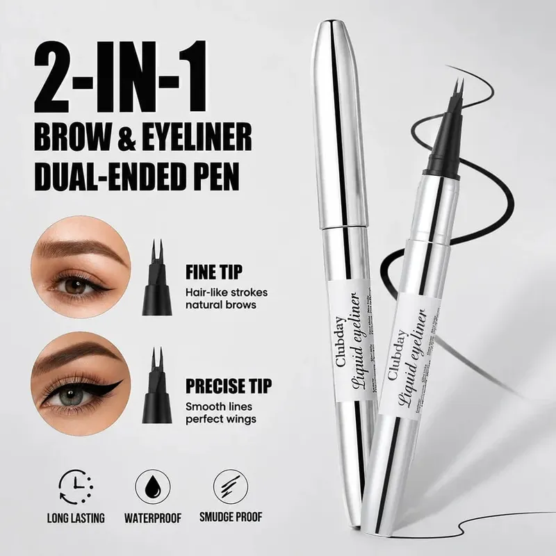 Kit pour les yeux 3 pièces longue tenue, eye-liner à double extrémité pour sourcils, tampon à ailes, eye-liner, mascara volumateur, créez des looks époustouflants — image 5