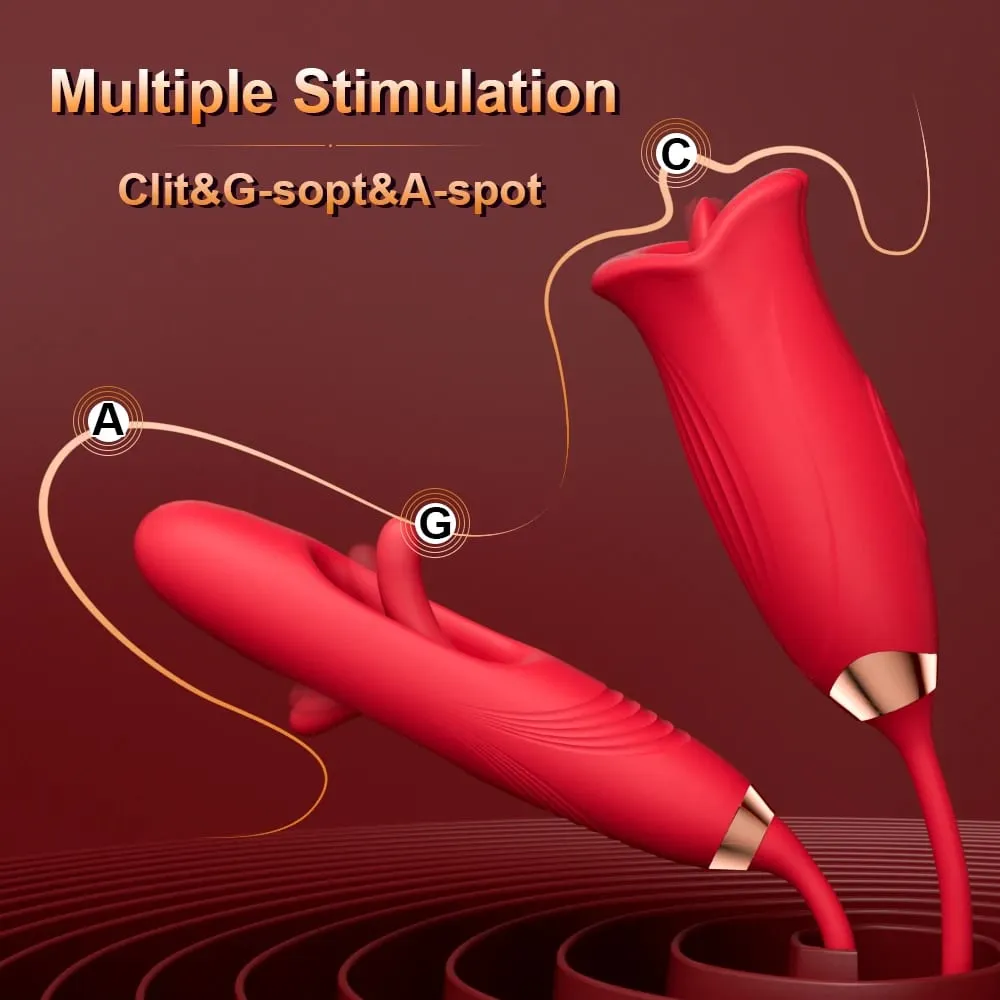 Rose Thrusting Sucking Vibratorสำหรับผู้หญิงG-Spot DildoหัวนมAnal StimulatorเลียVibratorsเพศผู้ใหญ่ของเล่นเกมManคู่ — image 3