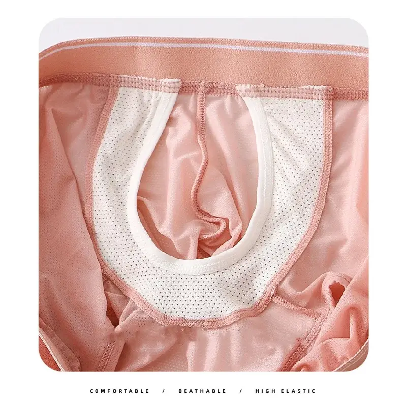 1 PCS 얼음 실크 공간 캡슐 속옷 남자 구획 솔리드 여름 통기성 울트라 얇은 복서 반바지 Transparentes Hombre — image 4