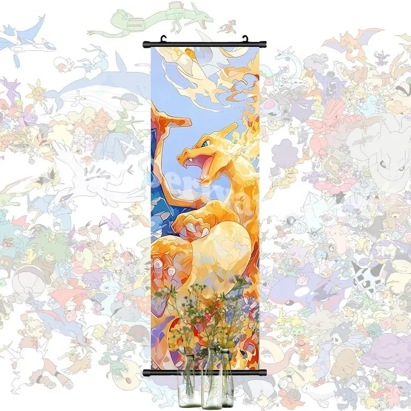Poster stampato Anime Opere d'arte da parete Gengar Immagini Charizard Dipinto su tela Pikachu Appeso Pergamene Home Room Decor — image 26