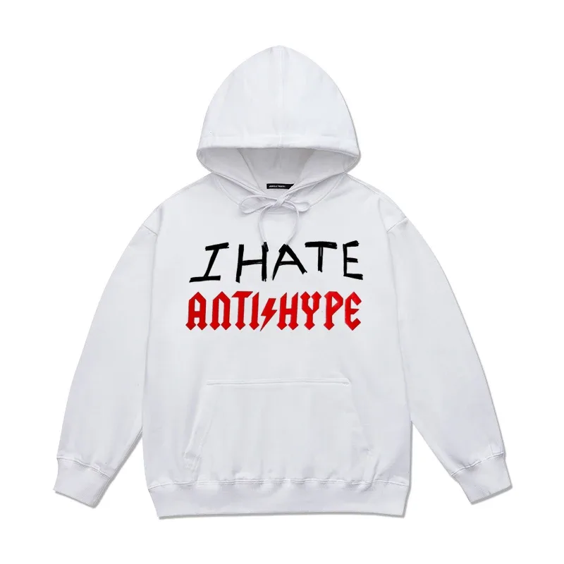 Herren Hoodies I HATE ANTIHYPE Brief Harajuku Übergroßer Pullover Print Sweatshirt Hip Hop Mode Y2k Langarm Tops Kleidung — image 9