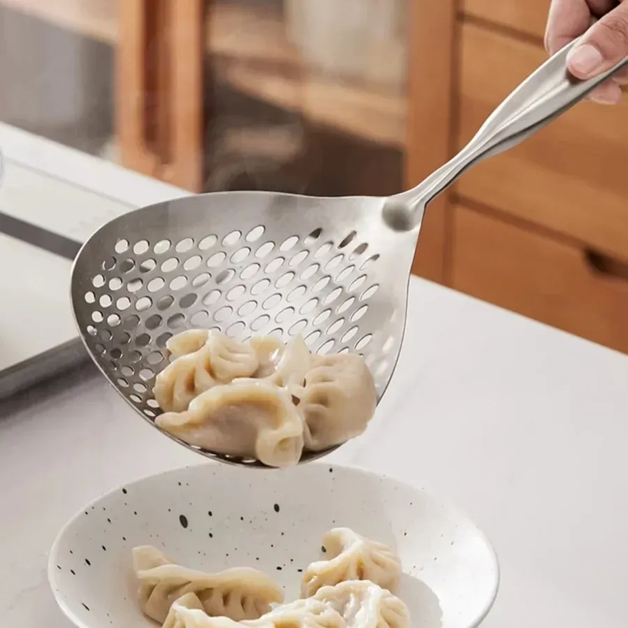 1 Stück großer, langlebiger Edelstahl-Sieb-Skimmer-Löffel, robuster Lebensmittel-Sieblöffel zum Braten und Kochen von Küchenutensilien — image 3