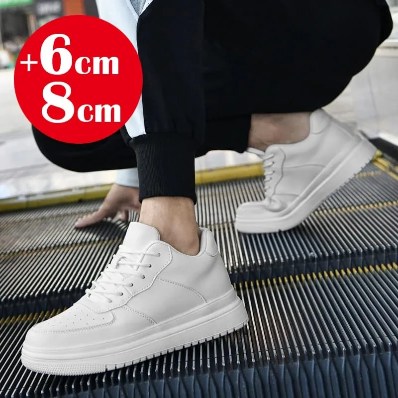 2026 nuevos zapatos con aumento De altura para Hombre, Zapatillas con elevador Invisible De 8cm, Zapatillas deportivas De cuero blanco para Hombre, talla grande 46 — image 6