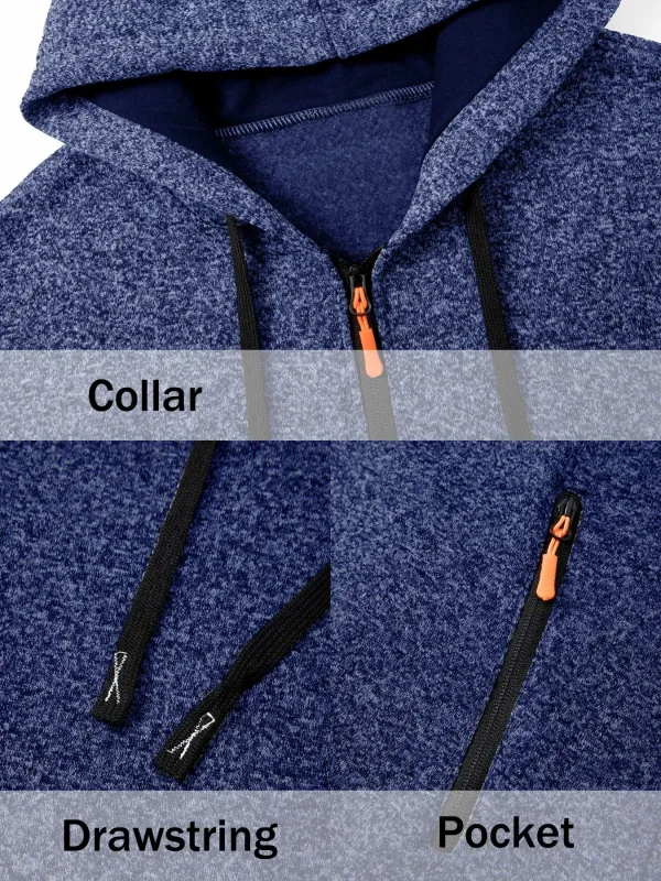 Ensemble de 2 pièces pour hommes, veste à capuche mi-longue avec fermeture éclair complète, manteau chaud doublé en polaire avec capuche à cordon de serrage et poches zippées, vêtements d'extérieur décontractés pour l'automne et l'hiver, usage quotidien