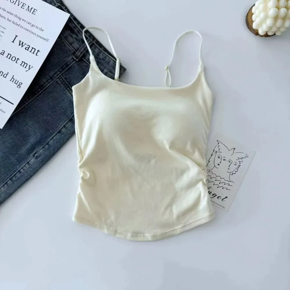 Vest Suspender Tanpa Lengan Mudah Ramping Dengan Cawan Empuk Pakaian Dalam Kamisol Vest Pendek Aktiviti Sukan — image 15