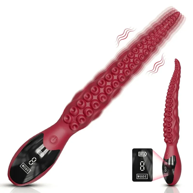 Vibrando realista g-ponto vibradores-display led polvo tentáculo clitoriano vibrador 10.7 "silicone vibrador brinquedos sexuais adultos para mulher — image 8