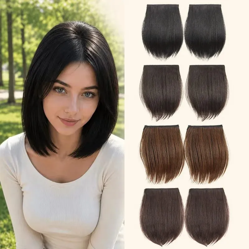Extension capillaire synthétique courte et lisse de 10cm, 2 pièces, postiche en Fiber de forme de tête changeante pour femmes, usage quotidien — image 2