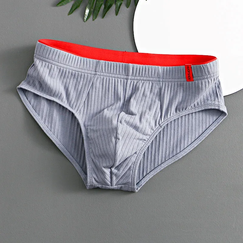 1/3PCS 남자 팬티 중반 허리 탄성 부드러운 통기성 방부제 U 볼록 스트라이프 솔리드 컬러 캐주얼 남자 속옷 속옷 남자 — image 20