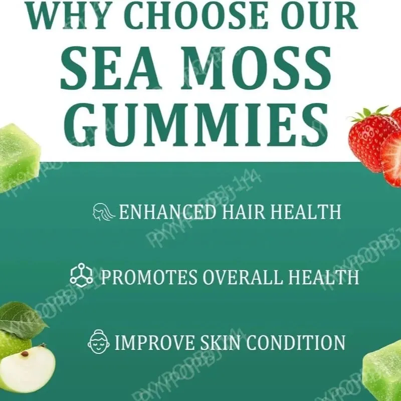 Irish Sea Moss Gummies 1500 mg équivalent 16 en 1 mélange botanique saveur de pomme supplément de bien-être quotidien 30 unités — image 5
