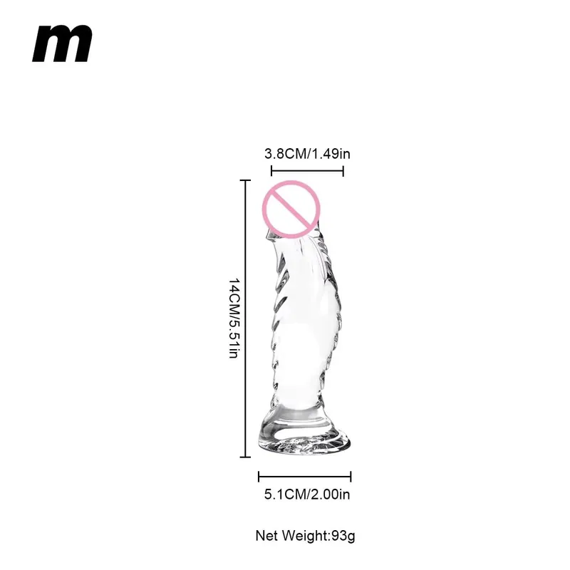 Dildo Kaca Spiral Bening Kristal dengan Dasar Cangkir Hisap Kuat Mainan Seks Vagina Anal Realistis Transparan untuk Pasangan Wanita Pria — image 9