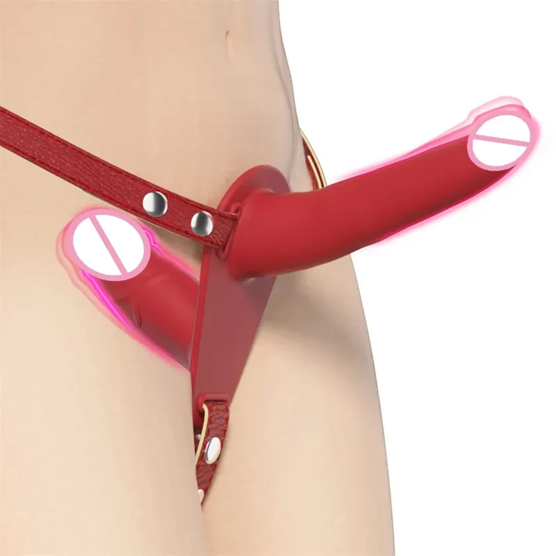 สายรัด Dildo Vibrator ช่องคลอด Masturbatoion Clitoris Stimulator สวมใส่คู่ 10 การสั่นสะเทือนเพศของเล่นสำหรับคู่เลสเบี้ยน — image 11