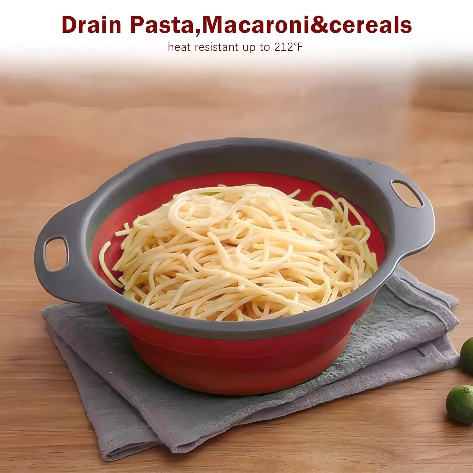 Sammenklappelige Pasta Sier Køkken dørslag til dræning af frugt Køkken Silikone Filter Grøntsager Kurve Vask Vaskeskål — image 5