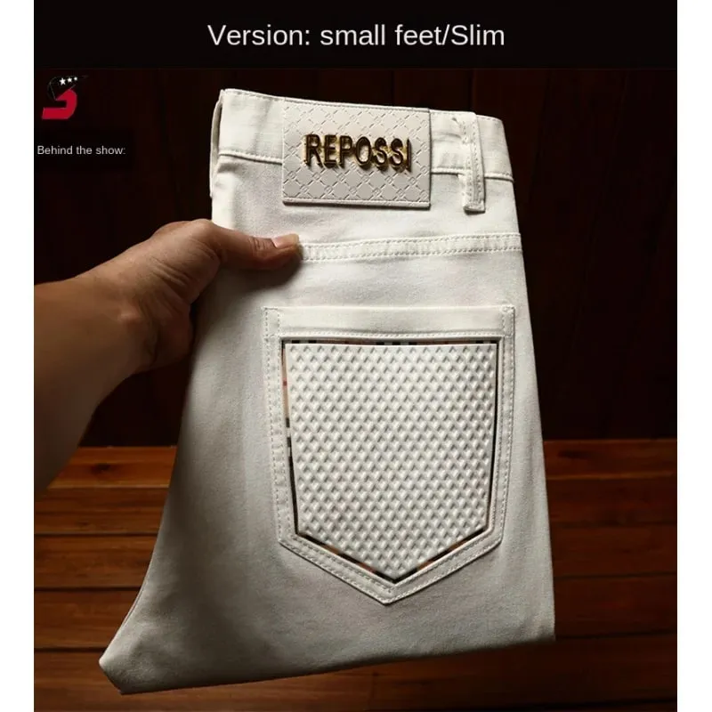 ฤดูร้อนกางเกงยีนส์บางผู้ชายราคาไม่แพงแฟชั่นหรูหรา high-end ยืด SLIM FIT ข้อเท้าความยาวกางเกงสบายๆแนวโน้ม — image 6