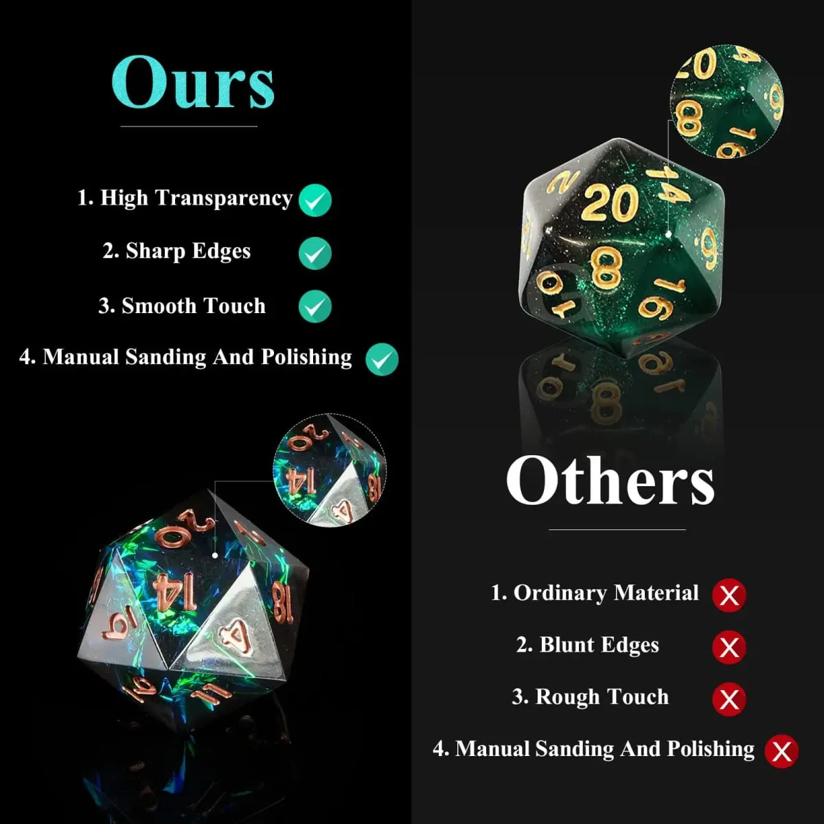 Set Dadu DND Resin Sharp Edge untuk Dungeons and Dragons Role Playing dan Permainan Meja — image 2