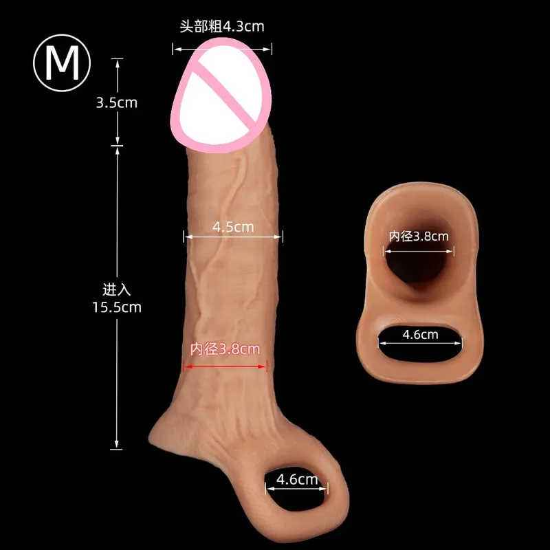 Penis-Training, realistische Dual-Density-Silikon-Penishülle, Penisring-Extender, männliches Sexspielzeug, Dildo, Penishülle für Erektion — image 9