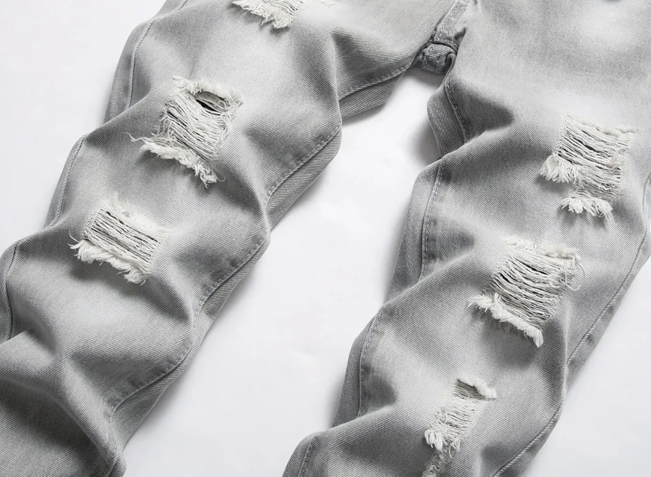 Jeans garçons droit déchiré enfants lavé poches en détresse Stretch décontracté Denim pantalon grands enfants Streetwear 2025 trou pantalon — image 6