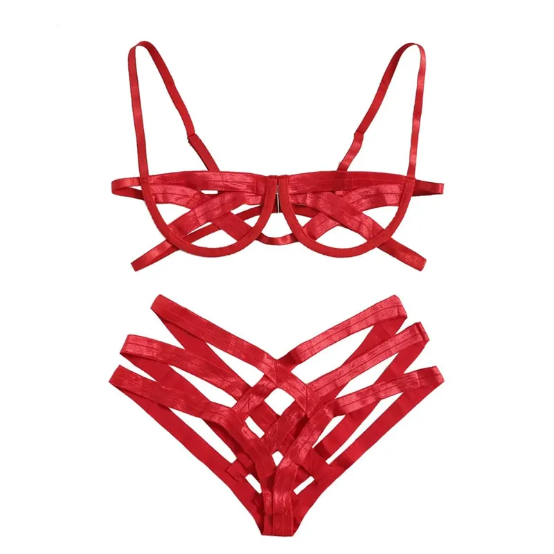 Ensemble de Lingerie Sexy en maille ajourée pour femmes, soutien-gorge sans couture, couleur unie, slip doux et confortable, sous-vêtements intimes élastiques — image 7