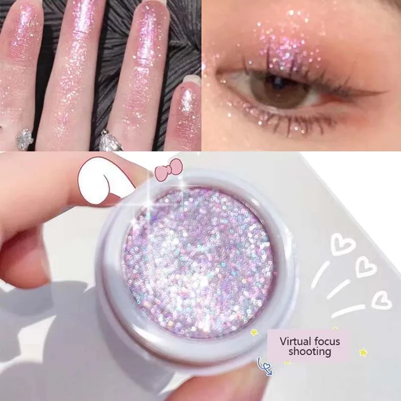 Monochromer Glitzer-Lidschatten, goldglänzender, erhellender Augen-Make-up, langanhaltender, aufhellender Augen-Make-up, perlmuttartiger Schimmer-Lidschatten — image 2
