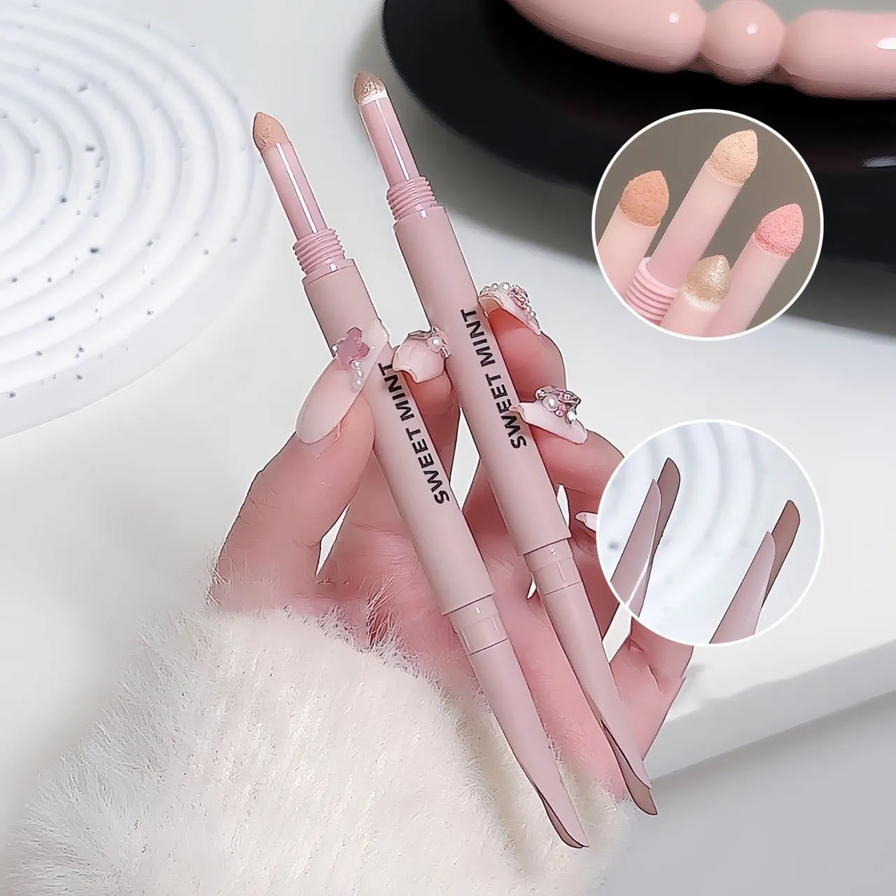 Sweetmint Menisk Double-ended Silkworm Eyemakeup Fremhæv naturligt lysnende Langtidsholdbar øjenmakeup Two-in-One — image 2