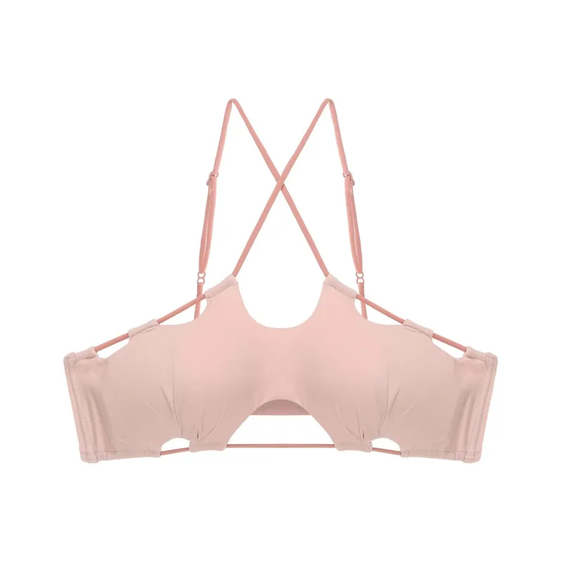 Sexet bh med hængende hals enkel ensfarvet bustier med kryds ryg uden stålring åndbar lingerietrusser dameundertøj — image 8