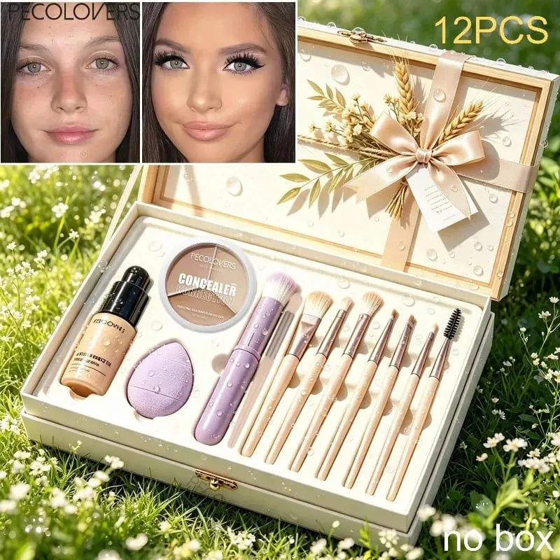 12 ΤΕΜ Σετ Προσώπου Liquid Foundation+concealer+Πολλαπλά Εργαλεία Μακιγιάζ Ομοιόμορφο Μακιγιάζ Αδιάβροχα και ανθεκτικά καλλυντικά προσώπου — image 1