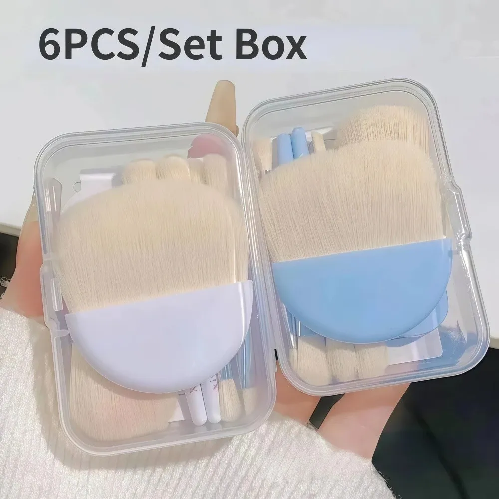 6 ks/sada Soft Bristles Mini sada štětců na make-up Mixovací štětec Více hlavic štětců Sada kosmetických štětců s úložným boxem — image 1