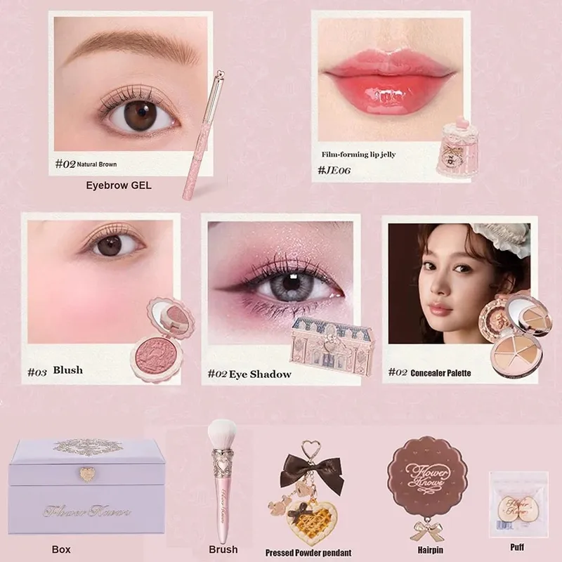 Flower Know ストロベリー ロココ オールインワン ギフトセット メイクアップ キット フル プロフェッショナル ガーデン ミラー ブラッシュ パウダー リップ クリーム Flowerknows