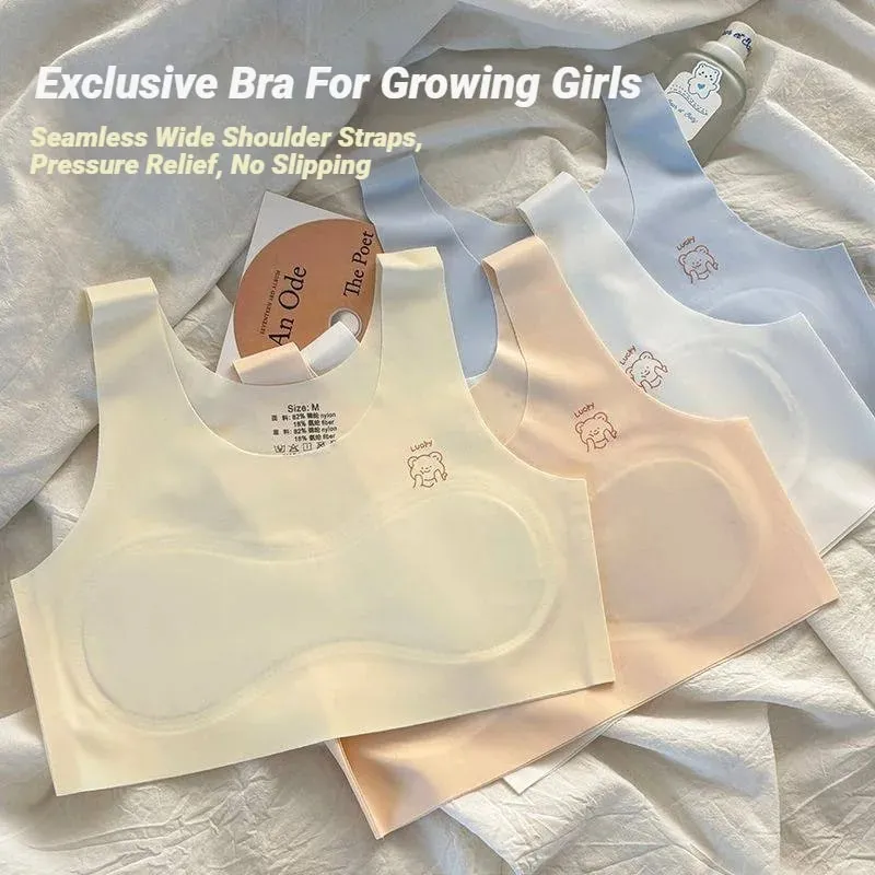 3 pezzi per adolescenti, confortevole e traspirante, semplice reggiseno da allenamento, morbido elastico per la pelle, intimo per ragazze, senza anello in acciaio — image 2