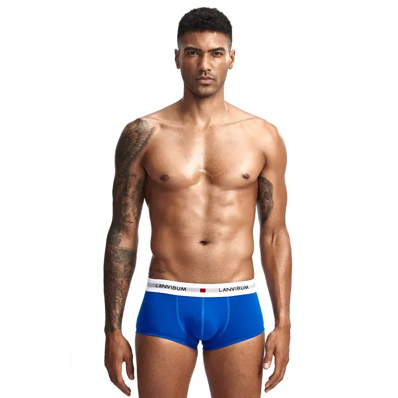 Men's Underwear Youth U Raised Low Waist Cotton Quadrangle Pants Solid Color Large Men's Shorts — image 6