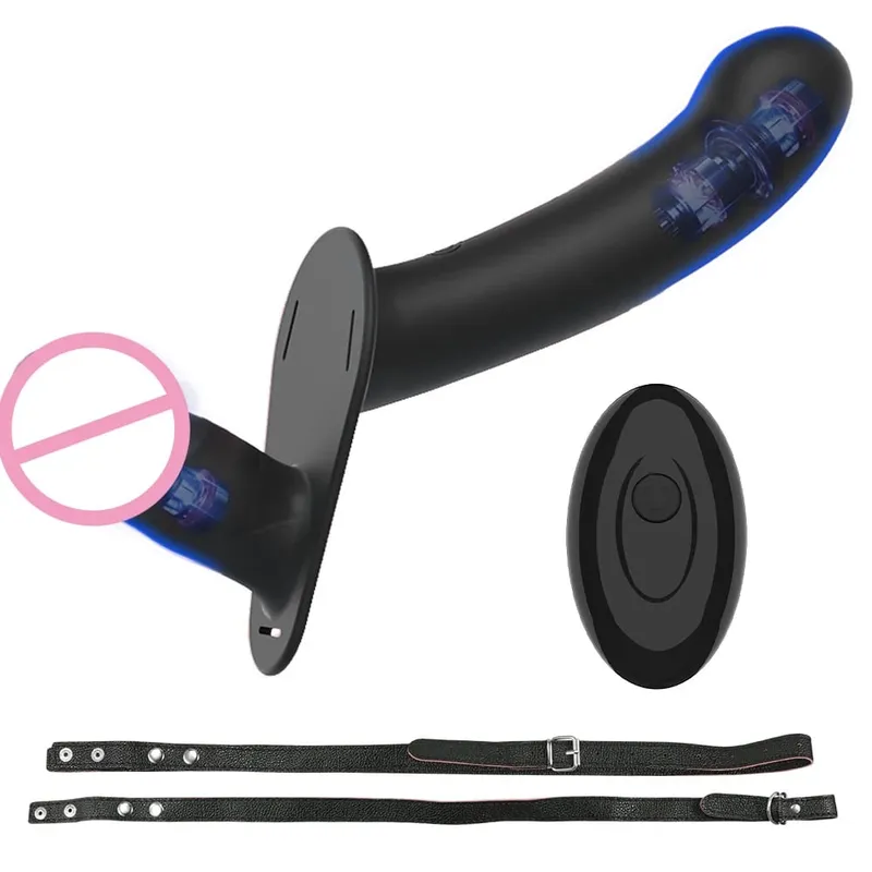 สายรัด Dildo Vibrator ช่องคลอด Masturbatoion Clitoris Stimulator สวมใส่คู่ 10 การสั่นสะเทือนเพศของเล่นสำหรับคู่เลสเบี้ยน — image 9