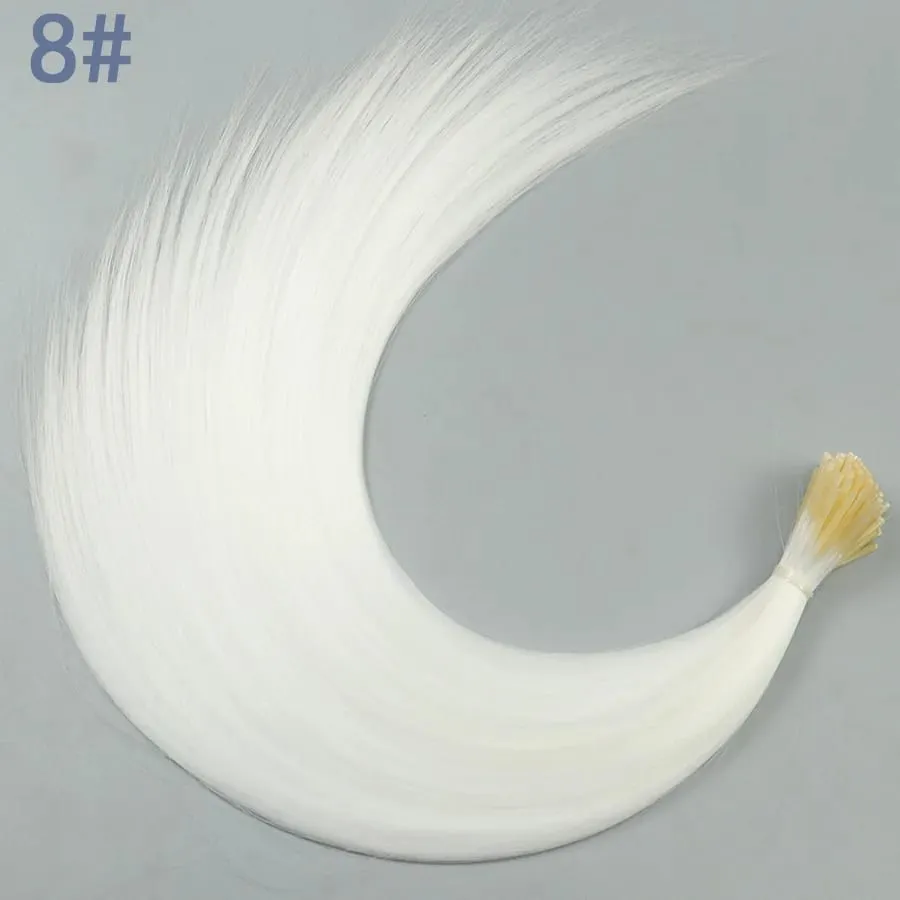 50 Helai/Pek Sintetik Berwarna I-Tip Stick Sambungan Rambut Rambut Lurus 16 Inci Untuk Wanita Alat Rambut Gentian Suhu Tinggi