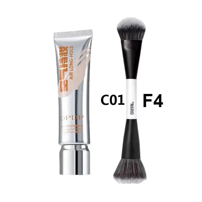 30ml DPDP 롱웨어 리퀴드 파운데이션(F4 듀얼 엔드 메이크업 브러쉬 세트 포함) - 오래 지속되는 커버력을 위한 베이스 코스메틱 어플리케이터 — image 11