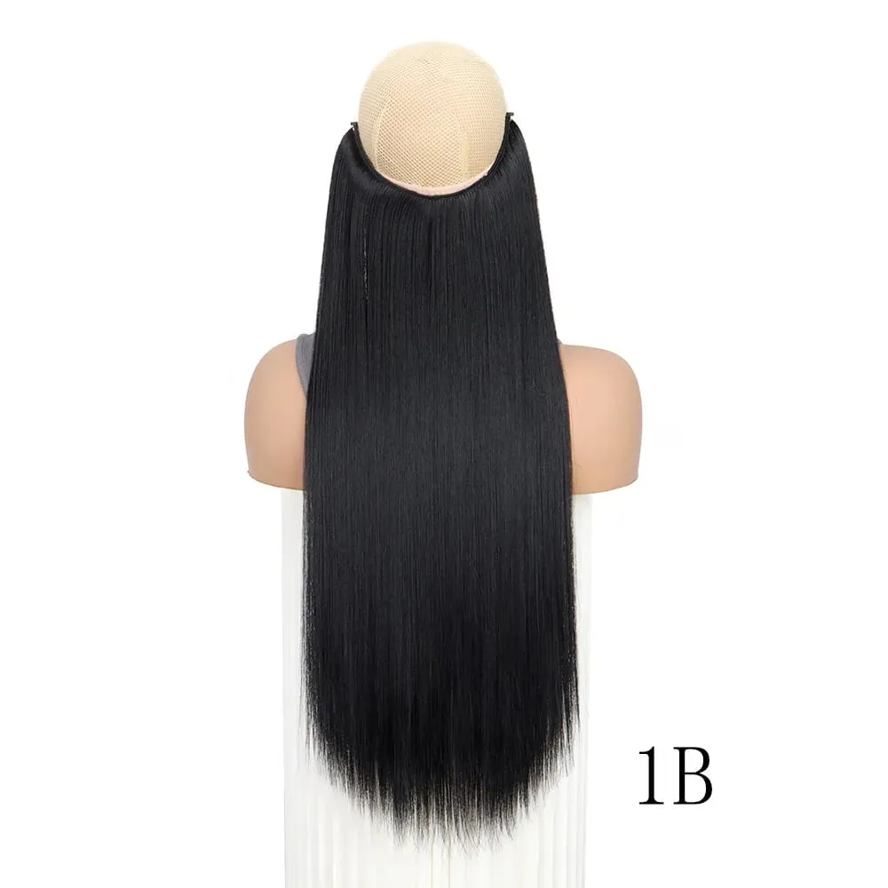Straight Hair Extension with Invisible Synthetic Natural Straight Hairpiece for Women Long Straight Hair Piece with Fishing Line — image 12